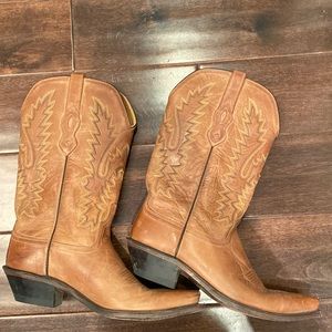 Classic Tan Leather Cowboy Boots size 9.5